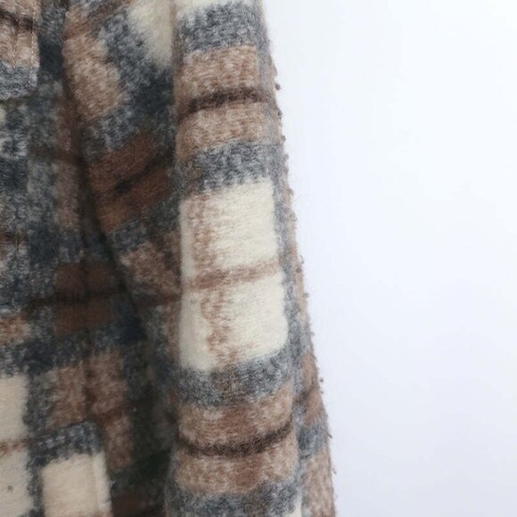 Isabel Marant Etoile Gaston Plaid Shirt Jacket Brown/Cream Wool-Blend Size 42 - Picture 3 of 9